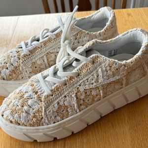 We The Free Cream and White Crochet Sneakers